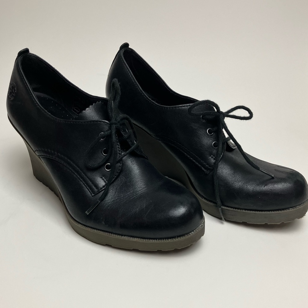 Dr Martens Mimi Wedge Black Leather Shoes Lace Up Size 8 Dark Academia Witchcore